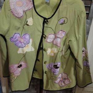 Indigo Moon Floral Embroidered Women's Jacket